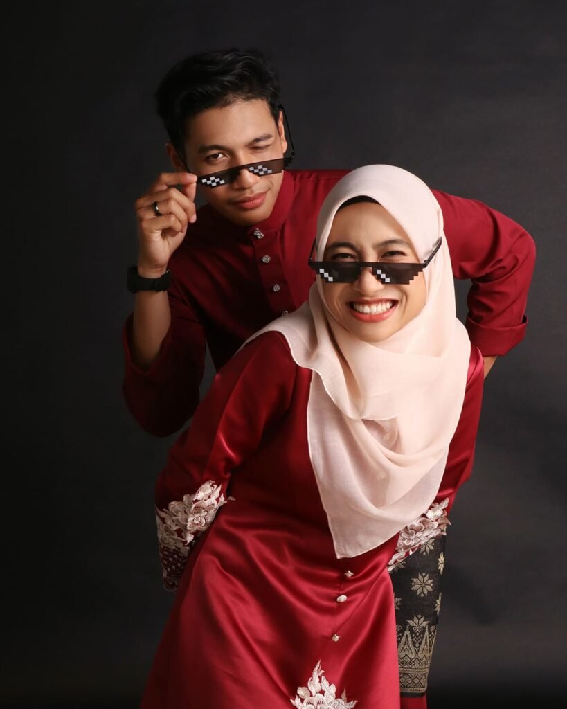 Malay Muslim couple funny photo with sunglasses